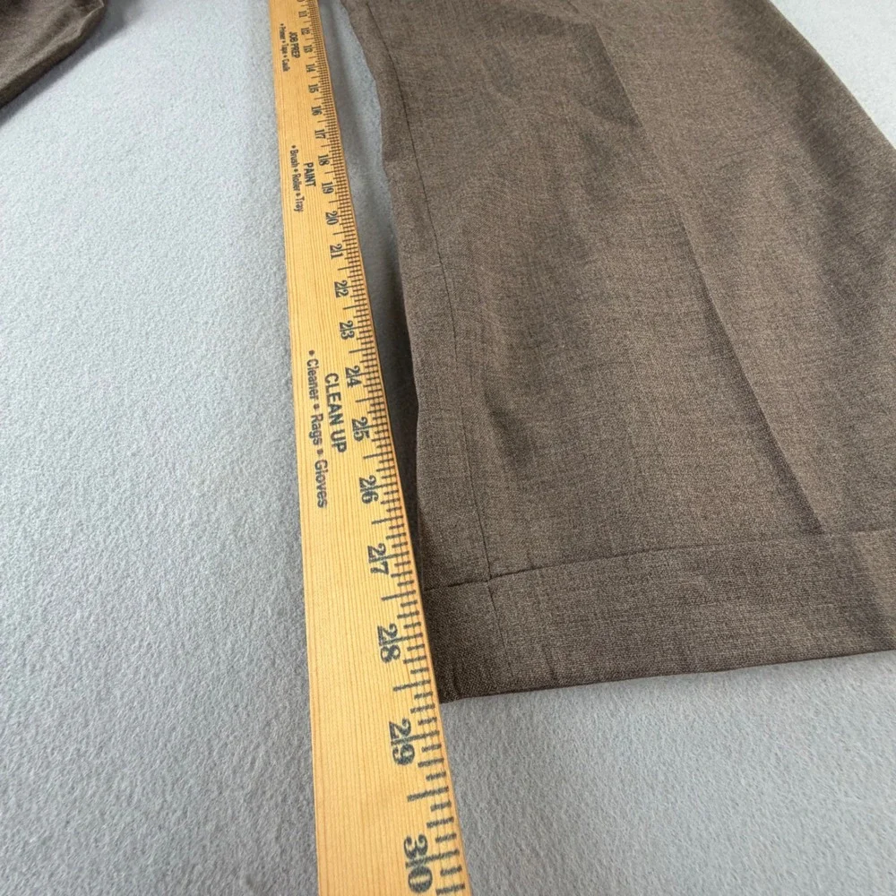 Lands End Mens 40 Wool Dress Pants Brown Straight Leg Cuffed Made in USA Vintage